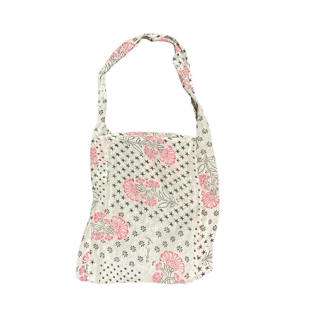 FREE PEOPLE Gauzy Shopper Reusable Tote Bag Stars Dots Floral Boho Market Sling
